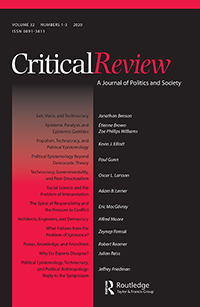Cover image for Critical Review, Volume 32, Issue 1-3, 2020