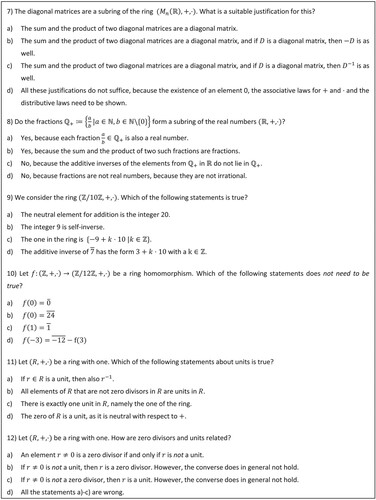 Figure A6. Concept-Test questions 7–12 on ring theory.