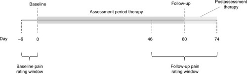 Figure 1 Schematic illustration of timing of pain ratings and therapy for subjects included in the study cohort.