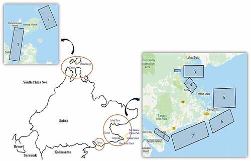 Figure 5. Potential area for large-scale macroalgae (seaweed) cultivation in Sabah, Malaysia