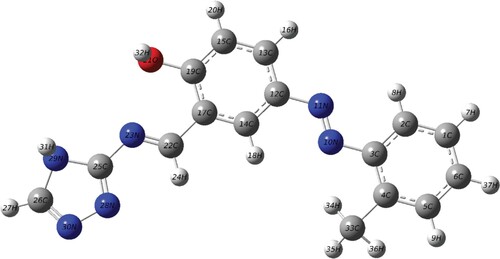 Figure 5. The Optimized structure for azo-Schiff base (H2L).