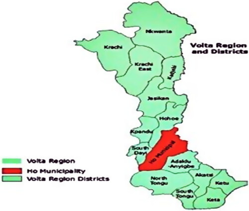 Figure 2. Map of Ho Municipal area. (Arku et al., Citation2008).