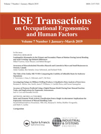 Cover image for IISE Transactions on Occupational Ergonomics and Human Factors, Volume 7, Issue 1, 2019