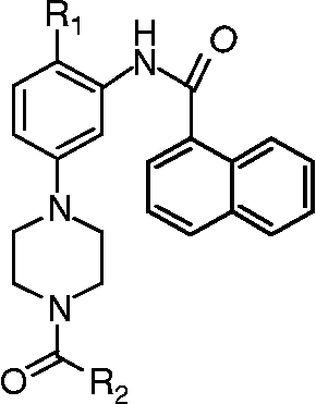 Figure 1.  General structure of new N4-substituted piperazine naphthamide derivatives as BACE-1 inhibitors.