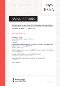 Cover image for Asian Affairs, Volume 55, Issue 1, 2024