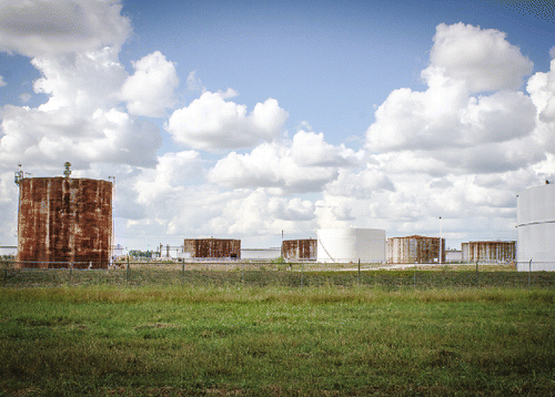 Figure 1. Chemical storage tanks viewed from the backyard of a participant in St. James, Louisiana. Source: Photo by author.