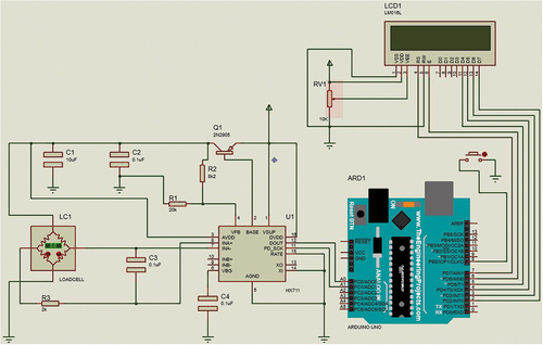 Figure 2. Circuit diagram for the measurement of the force required to extract the fibers from banana pseudo-stem.