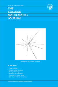 Cover image for The College Mathematics Journal, Volume 39, Issue 5, 2008