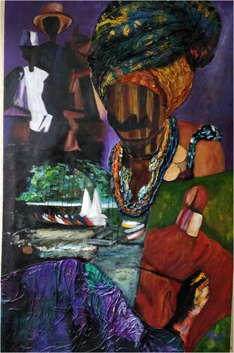 Ngozi Akande, The Icons, 2020, acrylic and discarded fabrics on canvas, image courtesy of the artist