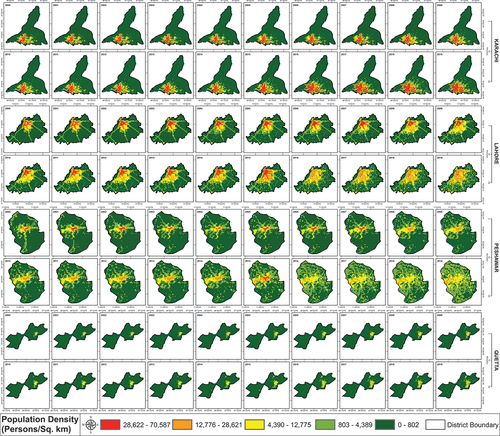 Figure 5. LandScan population density of 2000 to 2019 (Rose et al. Citation2020).