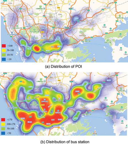 Figure 4. Distribution of POI and bus station in Shenzhen.