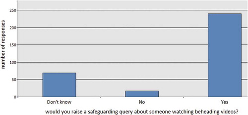 Figure 6. If you saw a patient or staff member watching video clips of beheadings, would you make a safeguarding query?.