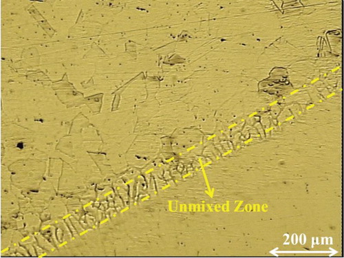 Figure 7. Interfaces between the filler 82 weld metal and the AISI 316 base metal.