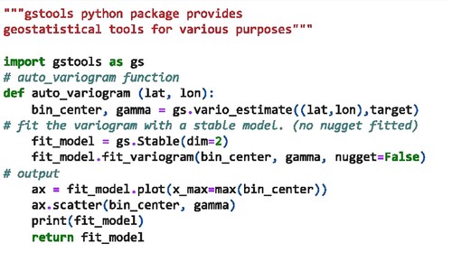 Figure 6. Python code for variogram plotted in Figure 5.