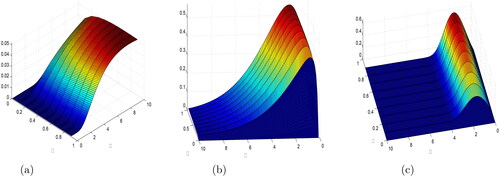 Figure 2. 3D plots of OELF probability density function for different parameters.