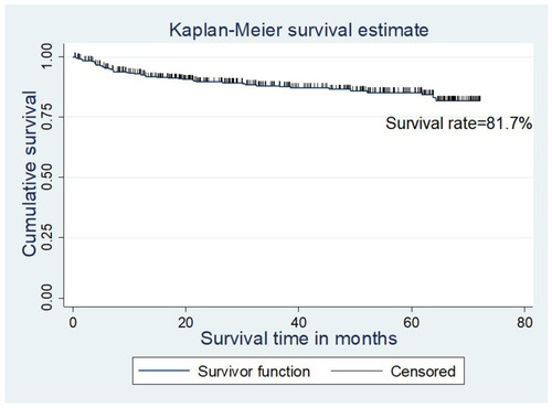 Figure 1 Overall Kaplan–Meier estimates of patients starting ART in DBRH from January 1, 2013 to December 30, 2018.