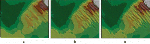 Figure 2. Bottom models created with different nodal point resolutions.