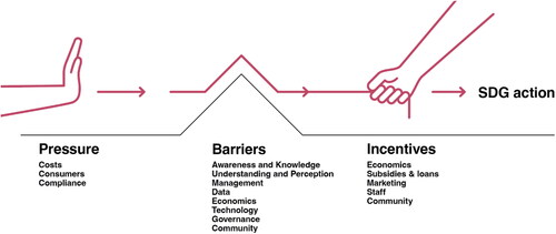Figure 1. A conceptualization of SME pressures, incentives, and barriers.