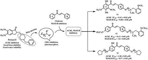 Figure 6. Structures of chalcone and donepezil-based dual inhibitors.