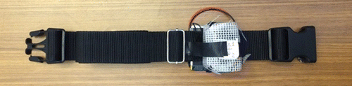Figure 1. Sensor unit encased in a customized belt with adjustable width.