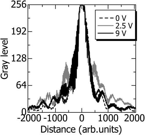 Figure 12. Typical interference pattern with converted to eight-bit gray level at the horizontal line [Citation26] (©2023 Liq. Cryst.).