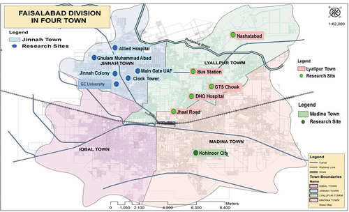 Figure 2. Sampling sites of Faisalabad city.