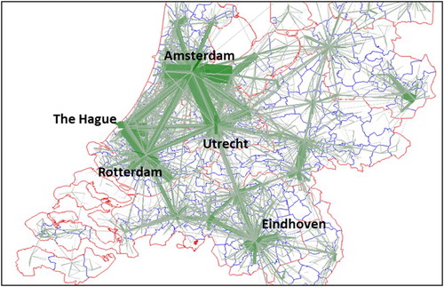 Figure 3. Spatial distribution of trips from mobile phones