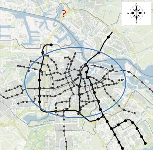 Figure 2. Metro, tram lines, concentrated in the inner city (Source: City of Amsterdam, Citation2020).