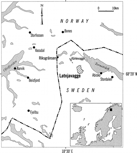 FIGURE 1. Location map of Latnjavagge, Swedish Lapland