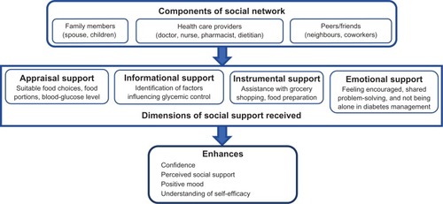 Figure 2 Components of social support network and its benefits.