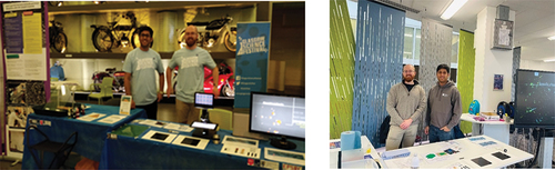 Figure 1. Akhshay and Joseph at (left picture) the Glasgow Science Festival and (right picture) the Nottingham Festival of Science and Curiosity.