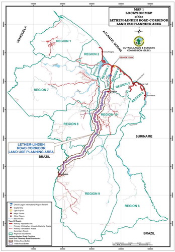 Figure 1. Linden—Lethem road corridor.Source: Guyana Lands and Surveys Commission.
