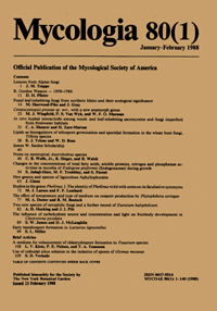 Cover image for Mycologia, Volume 80, Issue 1, 1988