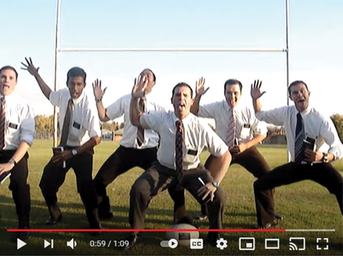 Figure 1. Screenshot of mormon missionary haka video, Wangaratta, Australia.