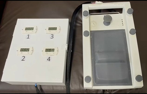 Figure 1 Counter connected to the microscope footswitch.