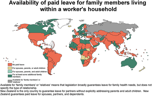 Figure 2. Availability of paid leave for family members living within a worker’s household.