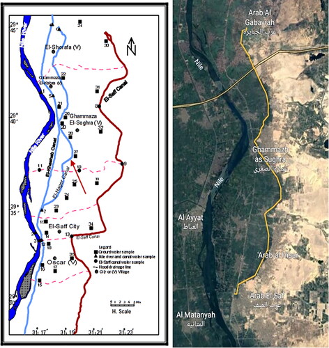Figure 1. Location of Al-Hager canal in Al-Saff city.