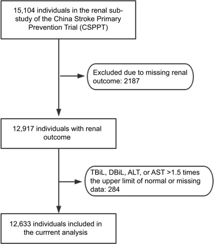 Figure 1 Flowchart of the participants of a post hoc analysis of the renal sub-study of the China Stroke Primary Prevention Trial (CSPPT).