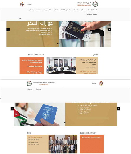 Figure 4. Screen print of civil status and passport department webpage