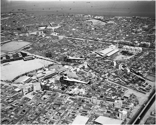 Figures 4. Two British survey helicopters fly over Kuwait Town, late 1950s. Source: Kuwait Oil Company Archives. Accessed August 16, 2017.