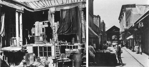 Figure 11. On the left, the condition of housing in historic centre of Tehran. On the right, the back allies of Tehran bazaar. Source: Seger, ‘Tehran, Eine Stadgeographische Studie’ (Geographic studies of Tehran), 1978.