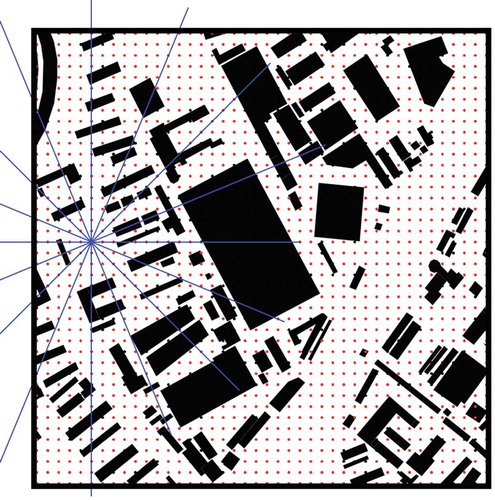 Figure 3. The 8 section lines of one calculating point