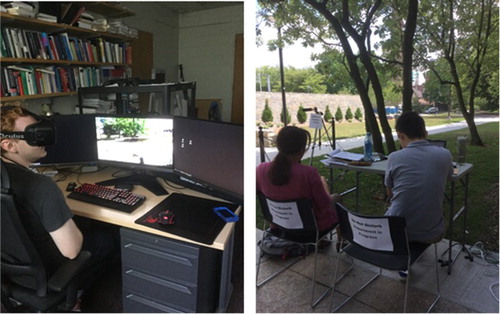 Figure 4. Outdoor location with participant office space on the left and collaborator plaza on the right.