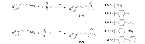 Scheme 1. General synthesis of 1–9. Reagents and conditions: (a): TEA, dry CH2Cl2, 12–48 h, RT.