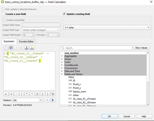 Figure 102. Calculate the percentage land use categories with the field calculator.