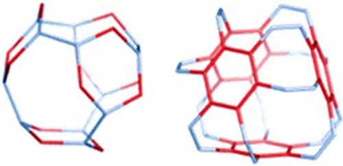 Figure 15 BTZ_24 (left) and BTA_48 (right) polybenzenes, open fullerenes.