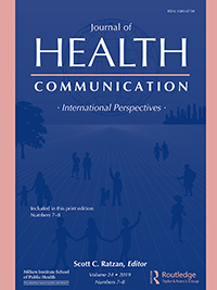 Cover image for Journal of Health Communication, Volume 24, Issue 7-8, 2019