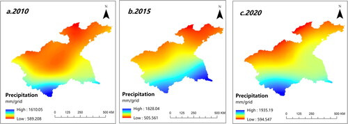 Figure 6. Annual rainfall in the Huaihe region, 2010–2020.