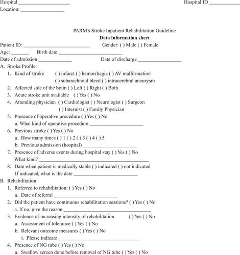 Figure S2 Data information sheet.Abbreviations: AV, arteriovenous; NG, nasogastric; NIHSS, National Institutes of Health Stroke Scale; PARM, Philippines Academy of Rehabilitation Medicine.