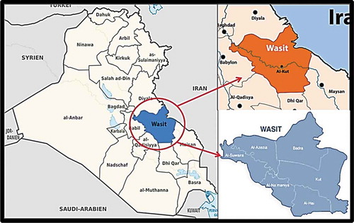 Figure 1. Location of Wasit governorate (Shubber, Citation2009).